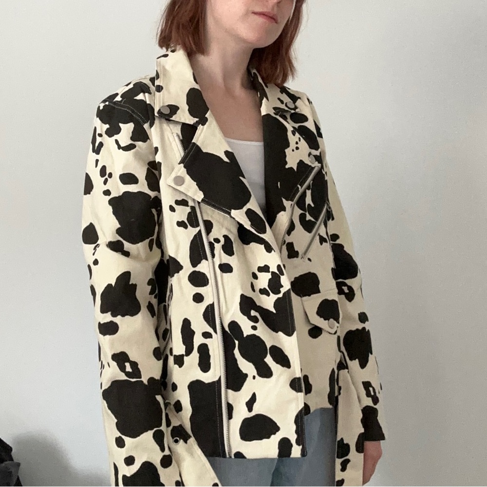 Cow Print Emory Park Canvas Jacket Size Small